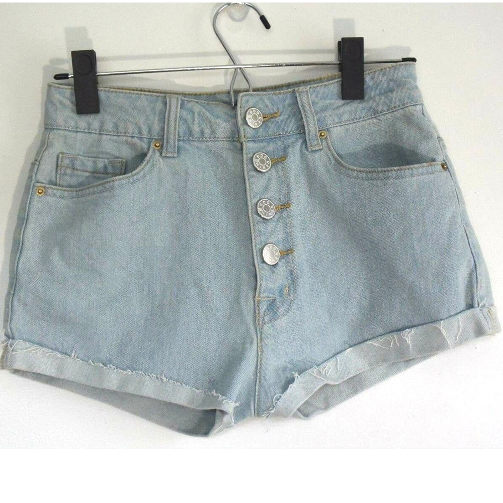 BDG Super High Rise Foxy Shorts Womens 25 Light Wash Button Fly Festival